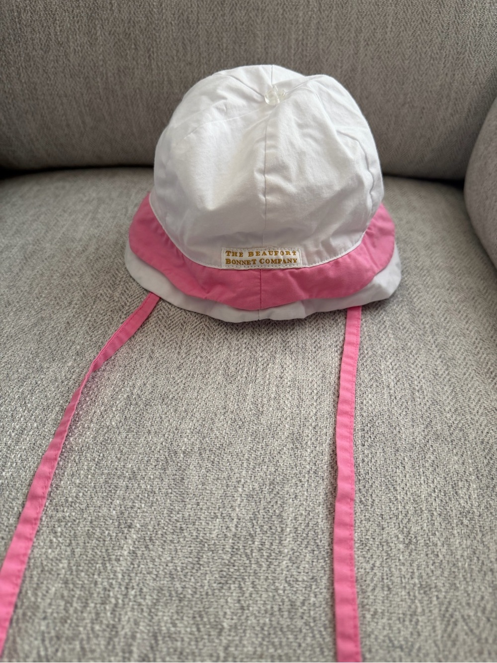 The Beaufort Bonnet Company White and Pink Kids Sun Bonnet